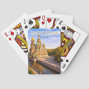 Saint Petersburg Russia Illustration Travel Art Poker Cards