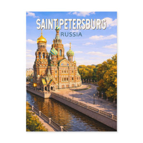 Saint Petersburg Russia Illustration Travel Art Postcard