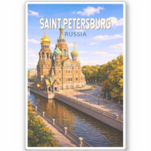 Saint Petersburg Russia Illustration Travel Art Sticker