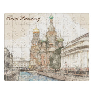 Saint Petersburg Russia Jigsaw Puzzle – Watercolor
