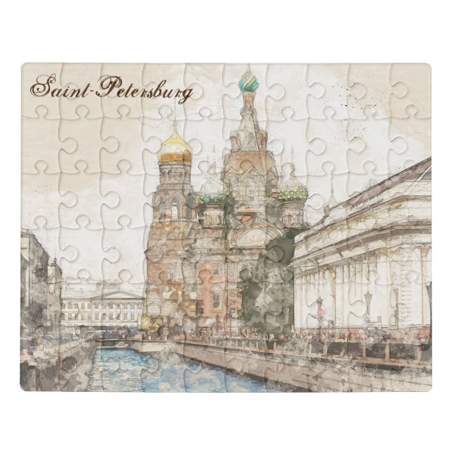 Saint Petersburg Russia Jigsaw Puzzle – Watercolor (Puzzle Horizontal)