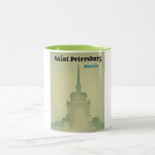 Saint Petersburg Russia vintage style travel print Two_Tone Coffee Mug