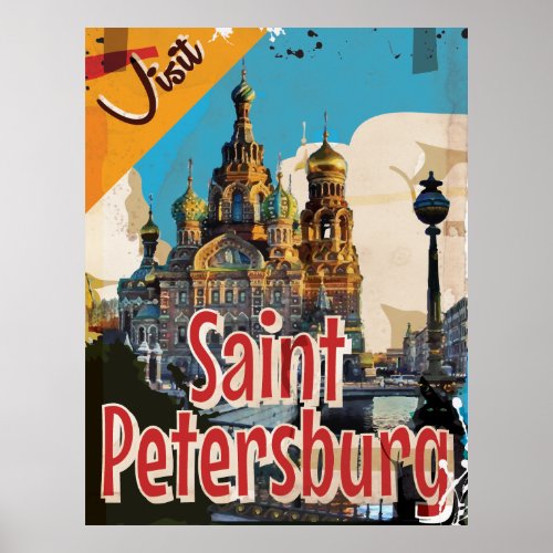 Saint Petersburg Russia Vintage Travel Poster