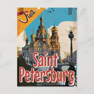 Saint Petersburg, Russia Vintage Travel Poster Postcard