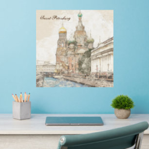 Saint Petersburg Russia Wall Decal – Vintage 