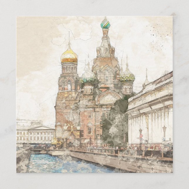 Saint Petersburg, Russia Wedding Advice Card (Front)