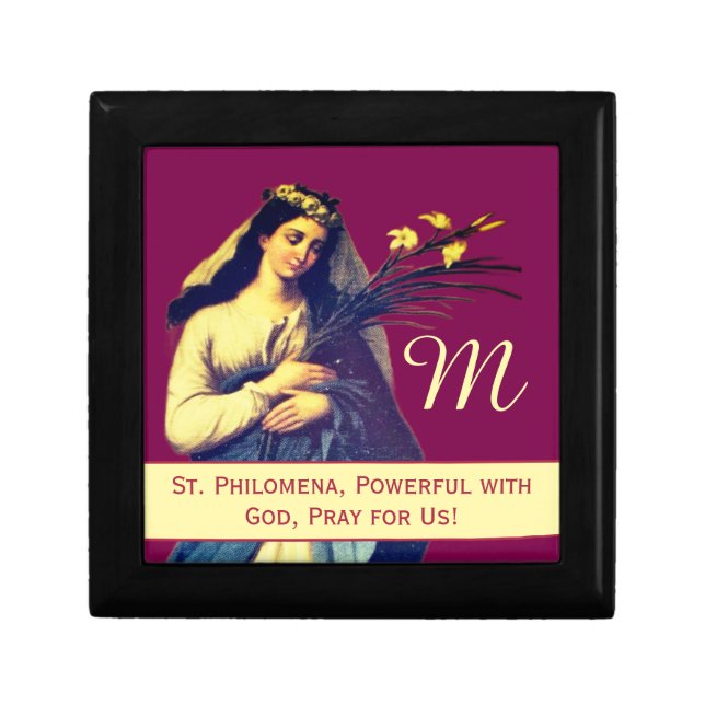Saint Philomena Monogrammed Rosary Box (Front)
