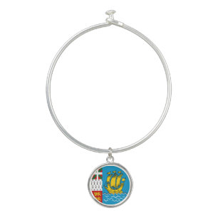Saint Pierre and Miquelon Flag Bangle Bracelet