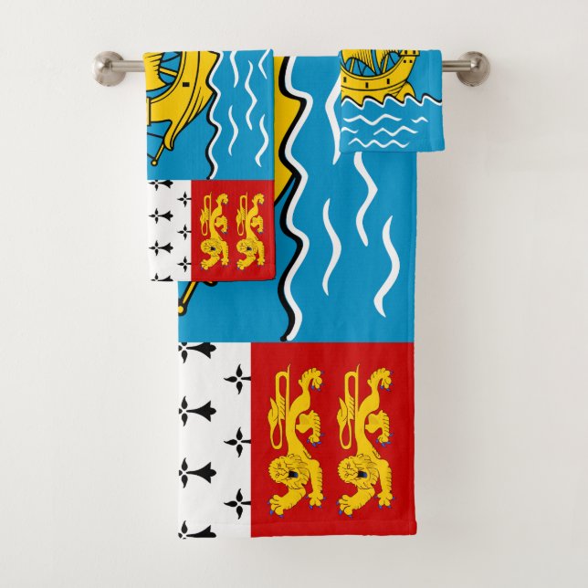 Saint Pierre and Miquelon Flag Bath Towel Set (Insitu)