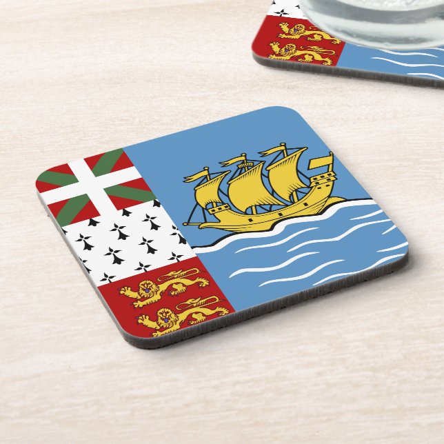 Saint Pierre and Miquelon flag Beverage Coaster (Left Side)
