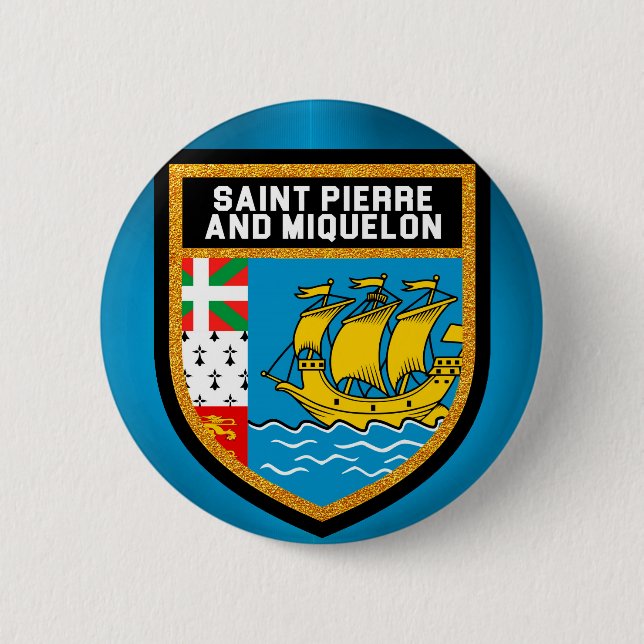 Saint Pierre And Miquelon Flag Button (Front)