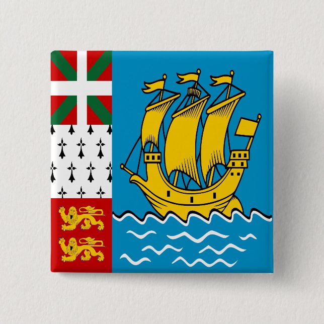 Saint Pierre and Miquelon Flag Button (Front)