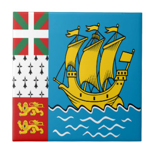 Saint Pierre and Miquelon Flag Ceramic Tile