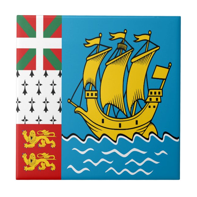 Saint Pierre and Miquelon Flag Ceramic Tile (Front)
