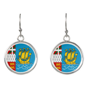 Saint Pierre and Miquelon Flag Earrings