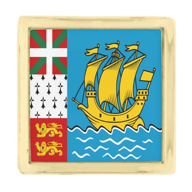 Saint Pierre and Miquelon Flag Gold Finish Lapel Pin (Front)