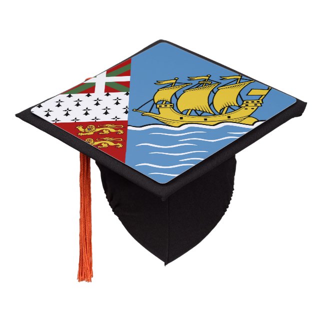Saint Pierre and Miquelon flag Graduation Cap Topper (Angled)