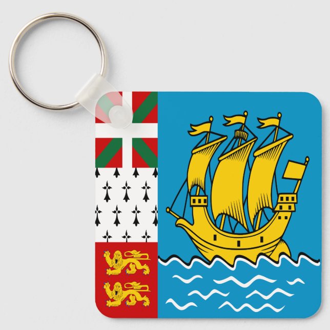 Saint Pierre and Miquelon Flag Keychain (Front)