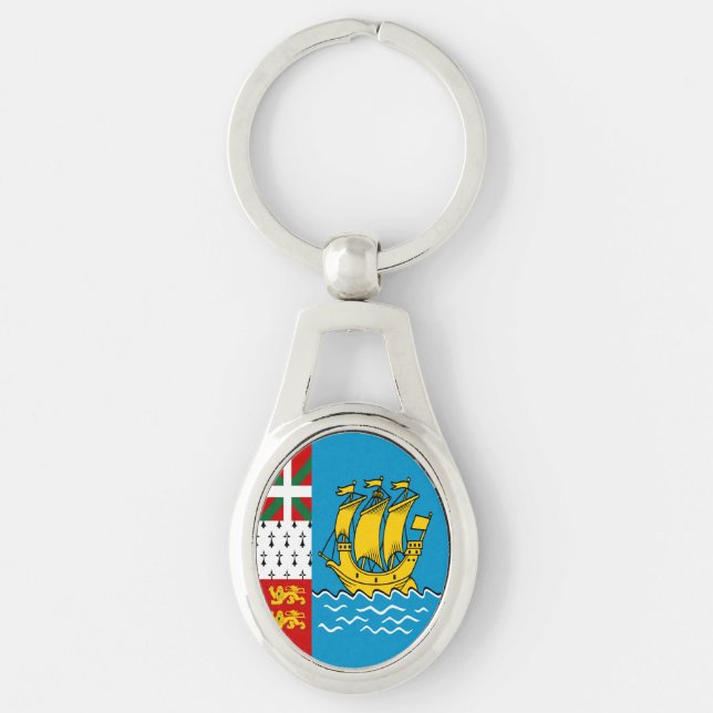 Saint Pierre and Miquelon Flag Keychain (Front)