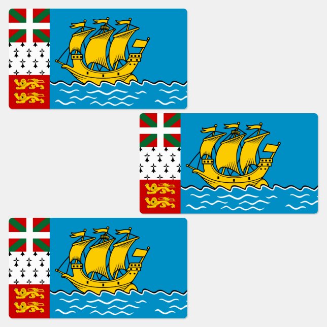 Saint Pierre and Miquelon Flag Labels (Group)