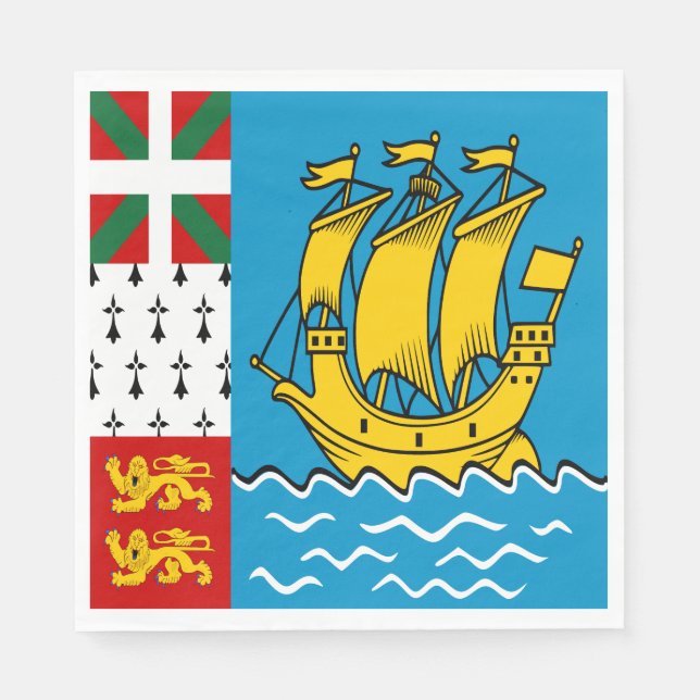 Saint Pierre and Miquelon Flag Napkins (Front)