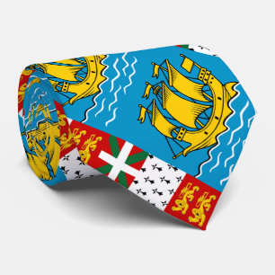 Saint Pierre and Miquelon Flag Neck Tie
