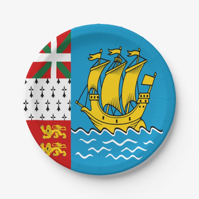 Saint Pierre and Miquelon Flag Paper Plates (Front)