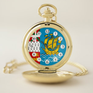 Saint Pierre and Miquelon Flag Pocket Watch