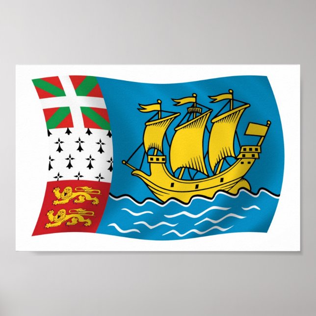Saint Pierre And Miquelon Flag Poster Print (Front)