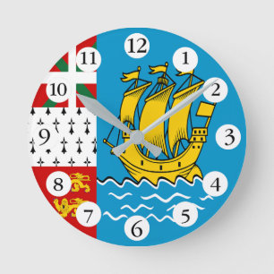 Saint Pierre and Miquelon Flag Round Clock