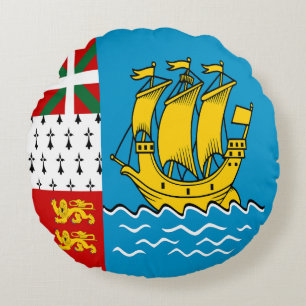 Saint Pierre and Miquelon Flag Round Pillow