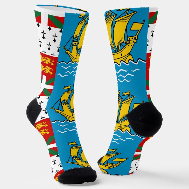 Saint Pierre and Miquelon Flag Socks (Angled)