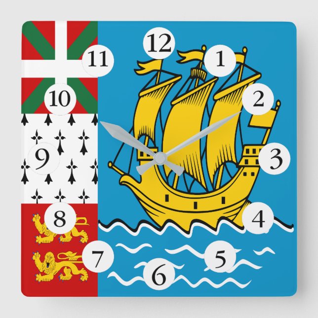 Saint Pierre and Miquelon Flag Square Wall Clock (Front)