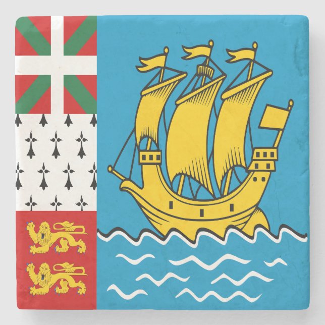 Saint Pierre and Miquelon Flag Stone Coaster (Front)