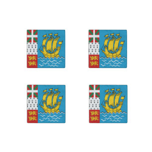 Saint Pierre and Miquelon Flag Stone Magnet