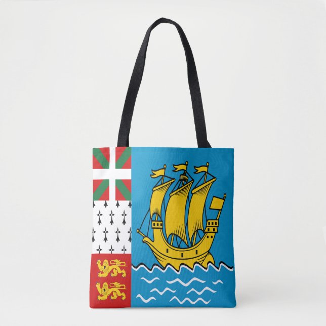 Saint Pierre and Miquelon Flag Tote Bag (Front)