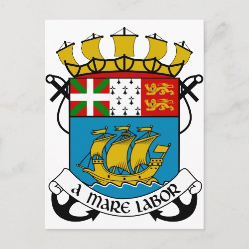 Saint Pierre and Miquelon France Coat of Arms Postcard