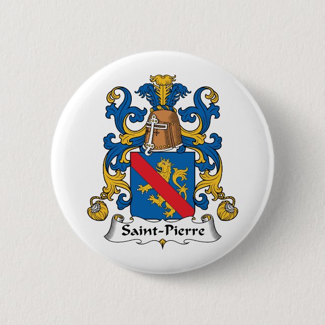 Saint-Pierre Family Crest Pinback Button (Front)