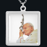 Saint Pope John Paul II Silver Plated Necklace<br><div class="desc">Pope John Paul II was head of the Catholic Church and sovereign of the Vatican City State from 1978 until his death in 2005. He was later canonized as Pope Saint John Paul II.</div>