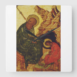 Saint Prochorus and Saint John the Evangelist Square Wall Clock