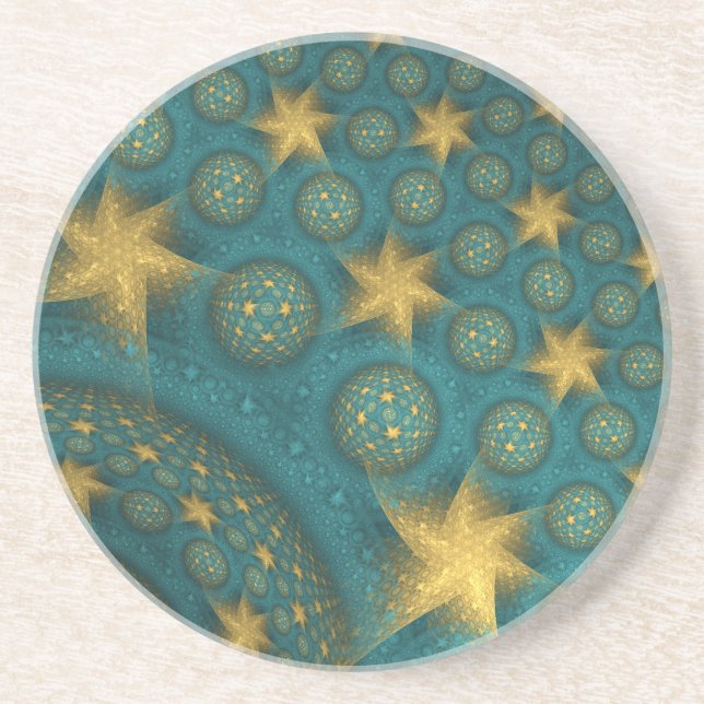 Saint-Remy Revisited Abstract Star Pattern Drink Coaster (Front)