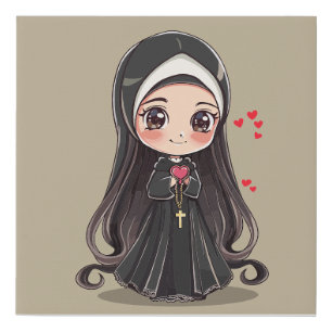 Saint Rita of Cascia kawaii style Faux Canvas Print