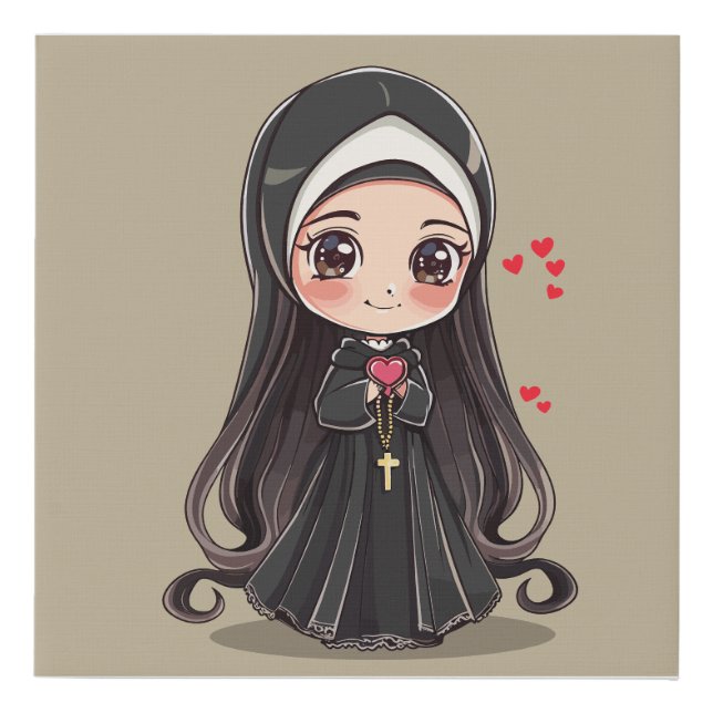 Saint Rita of Cascia kawaii style Faux Canvas Print (Front)