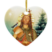 Saint Rocco Heart Prayer Ceramic Ornament