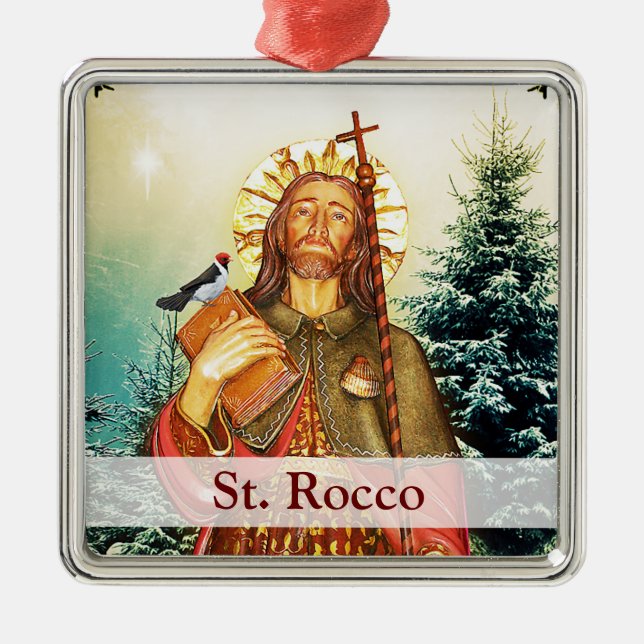 Saint Rocco Square Christmas Ornament (Front)