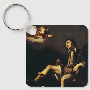 Saint Roch and the Angel Baroque Art Masterpiece Keychain