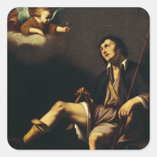Saint Roch and the Angel Baroque Art Masterpiece Square Sticker