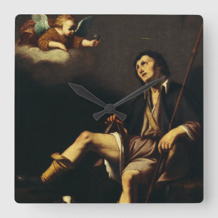 Saint Roch and the Angel Baroque Art Masterpiece Square Wall Clock