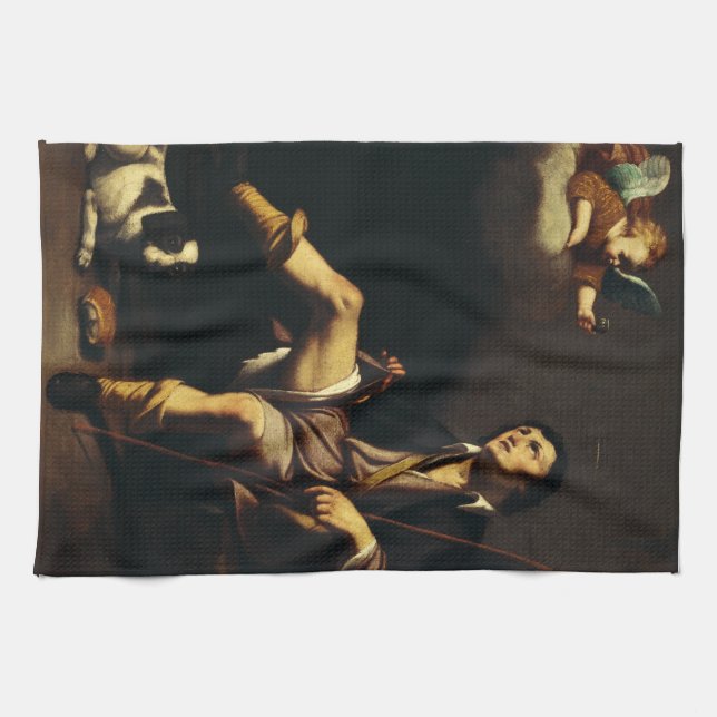 Saint Roch and the Angel by Guy François Kitchen Towel (Horizontal)