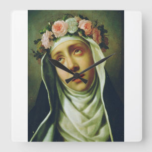 Saint Rose of Lima by Francesco de Mura Square Wall Clock
